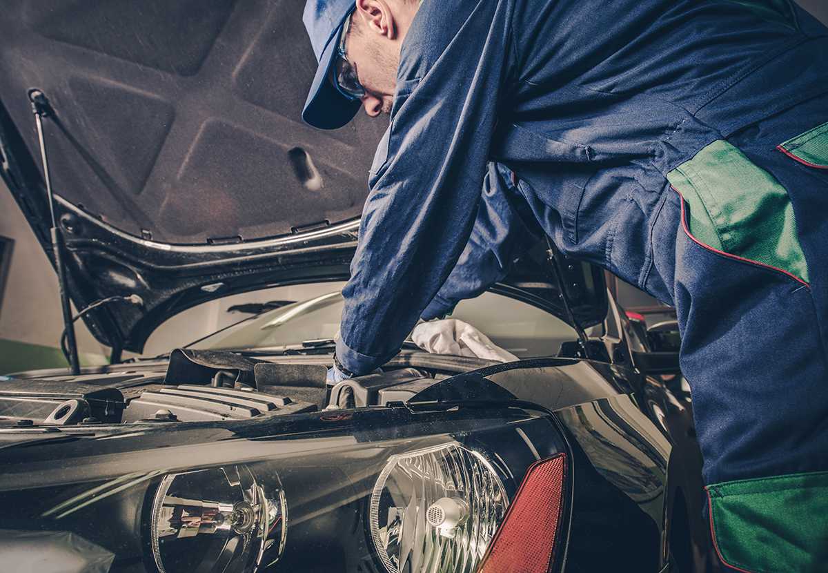 Car Technician working on a cars MOT Testing and servicing at Eden Park Motorist Centre